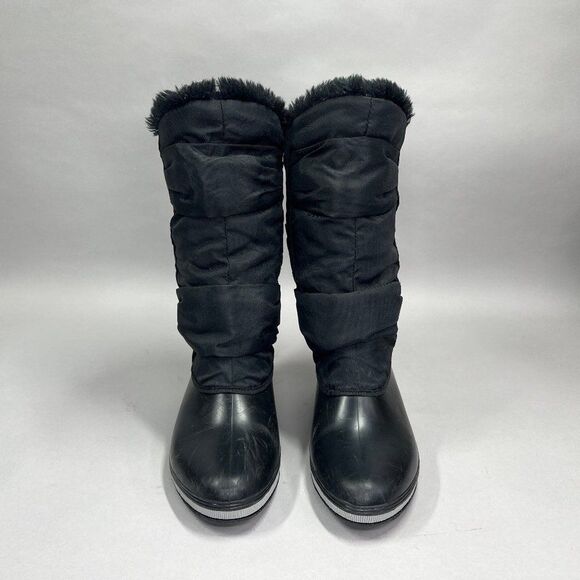 Sears Boots Women's 8 Vintage Black Rubber Insulated Outdoor Winter Rain Boots - Picture 2 of 11